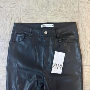 Zara Women's High Rise Faux Leather Pants
